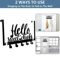 FLOWERHERD Towel Racks Holder For Bathroom - Black Rustic Iron Hello Sweet Cheeks Towel Holder Shower Door Hooks With Screws For Towel Bathroom Hanging Home Door Wall Decor -Songmics Furniture Shop 41f7xMF2LeL
