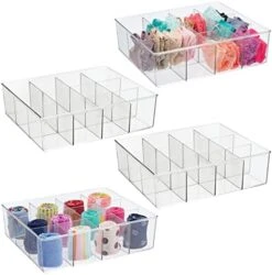 MDesign Plastic 12 Compartment Divided Drawer And Closet Storage Bin - Organizer For Scarves, Socks, Ties Bras, And Underwear - Dress Drawer Organizer, Shelf Organization - Lumiere Collection - Clear -Songmics Furniture Shop 41f85okHOhL. AC