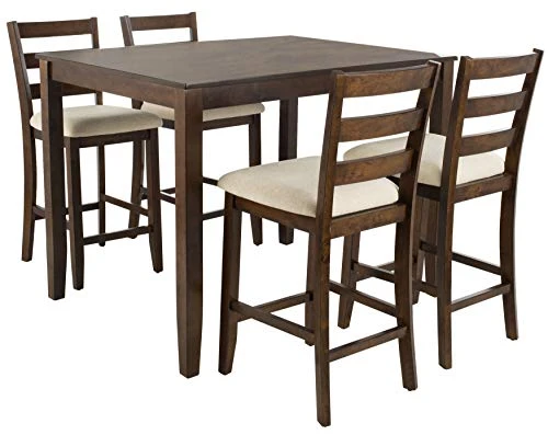 Safavieh Home Collection Melvin 5 Piece Pub Set, Brown And Beige 2 Safavieh Home Collection Melvin 5 Piece Pub Set, Brown And Beige - Image 2