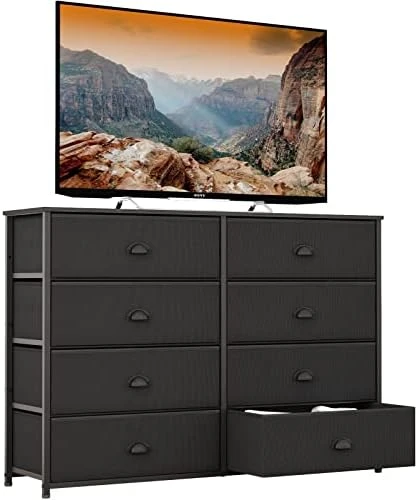 Furnulem 8 Drawer Dresser Wide 40'' Long, Storage Chest Of Drawer For 50'' TV Stand, Closet, Bedroom, Nursery, Fabric Bins, Wooden Top Living Room Rustic Furniture (Black) 9 Furnulem 8 Drawer Dresser Wide 40'' Long, Storage Chest Of Drawer For 50'' TV Stand, Closet, Bedroom, Nursery, Fabric Bins, Wooden Top Living Room Rustic Furniture (Black) - Image 9