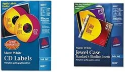 Avery CD Labels - 100 Disc Labels & 200 Spine Labels (8691) & CD/DVD Jewel Case Inserts For Ink Jet Printers, White, Pack Of 20 (8693) - Matte White -Songmics Furniture Shop 41fD0EHvbcL. AC