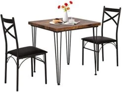 VECELO 5 Piece Kitchen Table Room,Dinette,Breakfast Nook,Industrial Style 4, Vintage Brown, Dining Set For 4 -Songmics Furniture Shop 41fESv9JVpL. AC