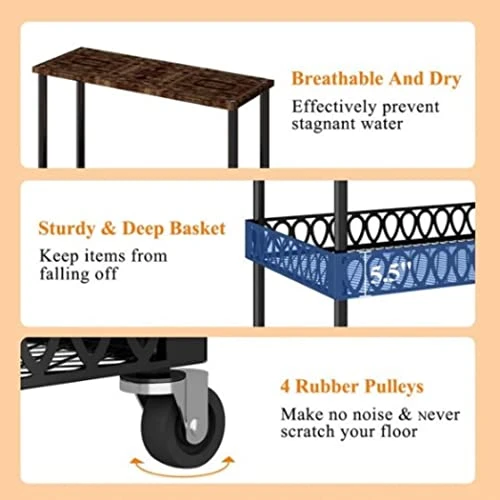 Lapday 4 Tier Rolling Kitchen Bakers Rack With Storage, Stand Microwave Oven Rack With Wheels, Suitable For Kitchen And Dining Room 2 Lapday 4 Tier Rolling Kitchen Bakers Rack With Storage, Stand Microwave Oven Rack With Wheels, Suitable For Kitchen And Dining Room - Image 2