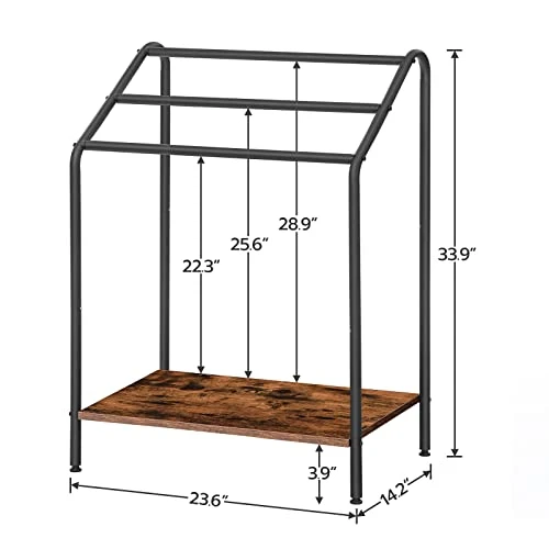 HOOBRO Freestanding Towel-Rack, 3 Tier Blanket Rack For Living Room, 23.6" L X 14.2" W X 33.9" H, Quilt Blanket Ladder Holder, Drying And Display Rack, Bathroom, Rustic Brown And Black BF63LB01 5 HOOBRO Freestanding Towel-Rack, 3 Tier Blanket Rack For Living Room, 23.6" L X 14.2" W X 33.9" H, Quilt Blanket Ladder Holder, Drying And Display Rack, Bathroom, Rustic Brown And Black BF63LB01 - Image 5