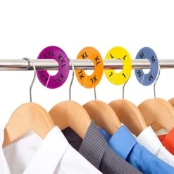 40 Pack Round Colorful Plastic Clothing Size Closet Rack Dividers Hangers, 8 Assorted Colors, Preprinted In 8 Sizes XXS, XS, S, M, L, XL, XXL, XXXL (Outer 3.5”, Inner Diameter 1.38”) -Songmics Furniture Shop 41fLXJM5sAL