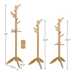 Tangkula Wood Tree Coat Rack, Entryway Coat Stand With 11 Hooks & Stable Tri-Legged Base, Elegant Coat Hall Tree Coat Hanger Stand For Home Office Hallway Entryway -Songmics Furniture Shop 41fNKskPnKL