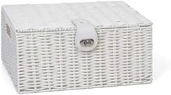 ARPAN Medium Resin Woven Storage Basket Box With Lid & Lock - Black -Songmics Furniture Shop 41fOt5tsCZL. AC