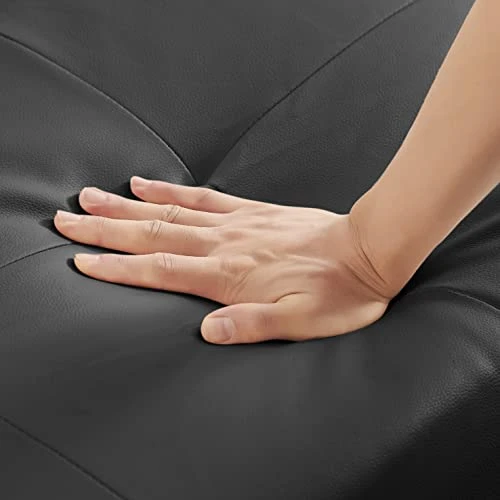 FREEHOMAE Futon Sofa Bed, Faux Leather Couch With Armrest And 2 Cup Holders, Sofa Bed Couch Convertible With Metal Legs, Folding, Reclining Small Couch Bed, Futon Bed For Living Room 2 FREEHOMAE Futon Sofa Bed, Faux Leather Couch With Armrest And 2 Cup Holders, Sofa Bed Couch Convertible With Metal Legs, Folding, Reclining Small Couch Bed, Futon Bed For Living Room - Image 2