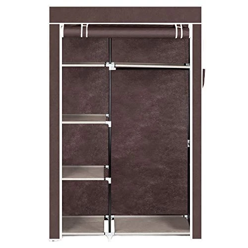 Volowoo Portable Closet Wardrobe, Closet Storage Organizer Rack With Shelves And Cover For Hanging Clothes, Non-Woven Fabric, Quick And Easy To Assembly (64'', Dark Brown) 3 Volowoo Portable Closet Wardrobe, Closet Storage Organizer Rack With Shelves And Cover For Hanging Clothes, Non-Woven Fabric, Quick And Easy To Assembly (64'', Dark Brown) - Image 3