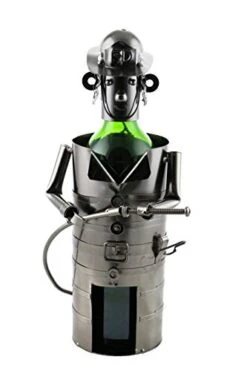 Wine Bodies Fireman Firefighter Metal Wine Bottle Holder, Charcoal