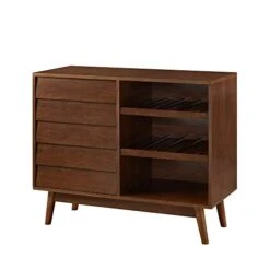Walker Edison Mid-Century Modern Wood Kitchen Buffet Sideboard With Bottle Storage-Entryway Serving Wine Storage Doors-Dining Room Console, 36 Inch, Walnut -Songmics Furniture Shop 41fYw1Q7S3L