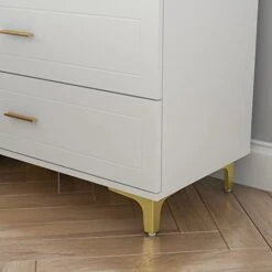 Homsee Modern Dresser Storage Chest With 3 Drawers, Glass Top & Jewelry Organizer, Wood Dresser Chest With Metal Legs For Bedroom, Living Room & Hallway, White (31.5”L X 15.7”W X 28.7”H) -Songmics Furniture Shop 41fbh1Xzl6L