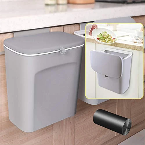 AYADA Hanging Trash Can With Lid, Hanging Garbage Can Lid For Kitchen Cabinet Door In Cabinet, Hanging Door Mounted, Under Sink Door Trash Bin RV Bathroom (White) 7 AYADA Hanging Trash Can With Lid, Hanging Garbage Can Lid For Kitchen Cabinet Door In Cabinet, Hanging Door Mounted, Under Sink Door Trash Bin RV Bathroom (White) - Image 7