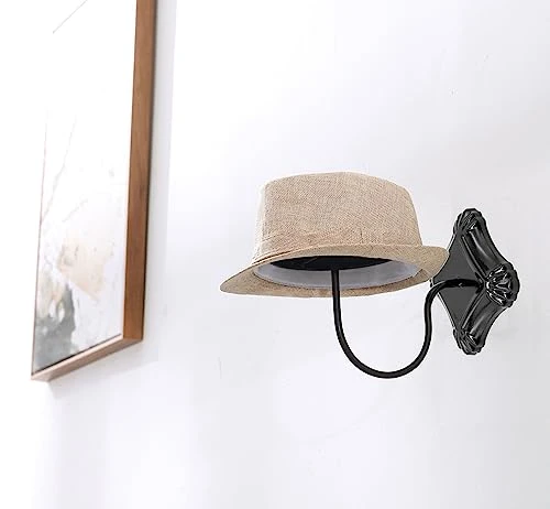 Owlgift Wall Mounted Hat Rack, Wig Display, Multifunctional Helmet Rack, Black Painted Steel Hanging Hat Rack, Wall Rack For Hat, Helmet & Coat, Cap Holder Organizer For Bedroom, Entryway 2 Owlgift Wall Mounted Hat Rack, Wig Display, Multifunctional Helmet Rack, Black Painted Steel Hanging Hat Rack, Wall Rack For Hat, Helmet & Coat, Cap Holder Organizer For Bedroom, Entryway - Image 2