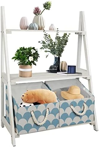 ECOMEX Small Ladder Shelf, 3-Tier Ladder Bookshelf With 2 Baskets, Wood Rustic Ladder Bookshelf, Freestanding Storage Organizer Rack,Storage Rack Shelves Plant Stand For Home, 2PCS, Brown 8 ECOMEX Small Ladder Shelf, 3-Tier Ladder Bookshelf With 2 Baskets, Wood Rustic Ladder Bookshelf, Freestanding Storage Organizer Rack,Storage Rack Shelves Plant Stand For Home, 2PCS, Brown - Image 8