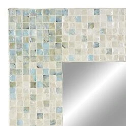 Deco 79 Mother Of Pearl Handmade Mosaic Wall Mirror With Blue Corners, 24" X 1" X 36", Cream 11 Deco 79 Mother Of Pearl Handmade Mosaic Wall Mirror With Blue Corners, 24" X 1" X 36", Cream -Songmics Furniture Shop 41fo5C973FS