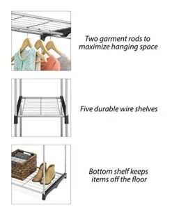 Whitmor Double Rod Freestanding Closet Organizer, Silver -Songmics Furniture Shop 41fsBKFe9oL