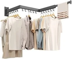 CHAHUANV Clothes Drying Rack,Laundry Drying Rack, Drying Rack Wall Mount,Wall Mounted Clothes Rack,Drying Rack Clothing,Retractable Laundry Rack For Hanging Clothes,Collapsible,Foldable,White-Hooks -Songmics Furniture Shop 41fuvdiQcfL. AC