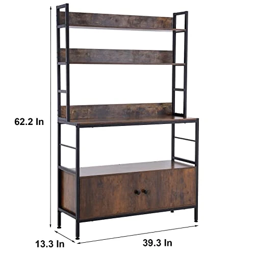 DEYAOPUPU 5-Tier Kitchen Baker’s Rack With Storage,Large Bakers Rack With Cabinet, Heavy Duty Oven Stand Microwave Rack,Free Standing Kitchen Utility Shelf With Storage,Metal Spice Rack With Hooks 2 DEYAOPUPU 5-Tier Kitchen Baker’s Rack With Storage,Large Bakers Rack With Cabinet, Heavy Duty Oven Stand Microwave Rack,Free Standing Kitchen Utility Shelf With Storage,Metal Spice Rack With Hooks - Image 2