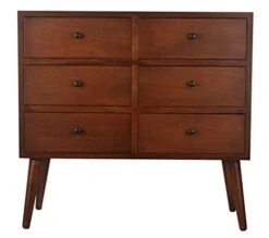 Decor Therapy Mid Century Six Drawer Wood Cabinet Accent Chest, 28" X 29", Walnut