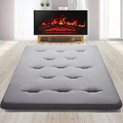 Japanese Nonslip XL Twin Futon Mattress Pad For Sofa Bed And Couch Lounger, Foldable Dormitory Floor Firm Supported 3in Thicken Tatami Size Mat, Kids Adult Nap Bunk Yoga Meditation, 39x80in Grey 5 Japanese Nonslip XL Twin Futon Mattress Pad For Sofa Bed And Couch Lounger, Foldable Dormitory Floor Firm Supported 3in Thicken Tatami Size Mat, Kids Adult Nap Bunk Yoga Meditation, 39x80in Grey - Image 5