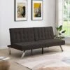 Pabby Yard Sofa Bed, Convertible Futon Sofa,Small Futon Couch With Wood Frame And Stainless Feet,Espresso