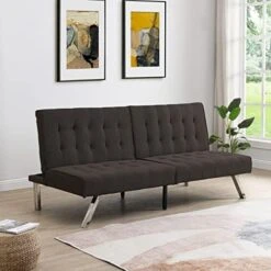 Pabby Yard Sofa Bed, Convertible Futon Sofa,Small Futon Couch With Wood Frame And Stainless Feet,Espresso -Songmics Furniture Shop 41g1BpxgsKL. AC