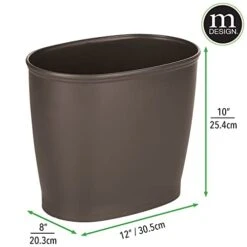 MDesign Plastic Oval Small 2.25 Gallon/8.5 Liter Trash Can Wastebasket, Garbage Container Bin For Bathroom, Kitchen, Office, Dorm - Holds Waste, Refuse, Recycling, Hyde Collection, 2 Pack, Dark Brown -Songmics Furniture Shop 41g22hPXPWL