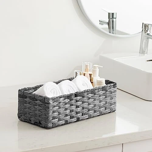 Wicker Baskets For Organizing, Waterproof Bathroom Storage Baskets, Back Of Toilet Paper Storage Baskets Organizer - 2 Pack 3 Wicker Baskets For Organizing, Waterproof Bathroom Storage Baskets, Back Of Toilet Paper Storage Baskets Organizer - 2 Pack - Image 3