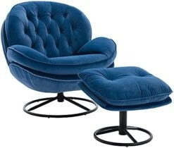 LoLado Velvet Chaise Lounge Indoor Cozy Oversized Swivel Reading Chair With Footrest, Yellow -Songmics Furniture Shop 41g39O0rzOS. AC