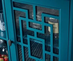 WTRAVEL Buffet Sideboard Kitchen Buffet Storage Cabinet, 2 Doors Storage Cabinet With Adjustable Shelves, Wood Console Table For Kitchen, Dining, Living Room, Teal Blue -Songmics Furniture Shop 41g4CgczHPL