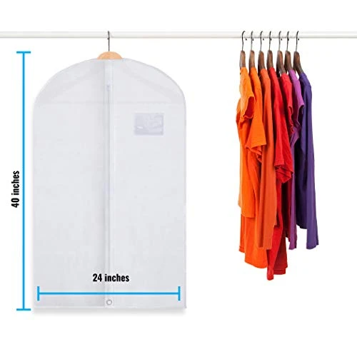 Plixio 40" Clear White Hanging Garment Bags For Closet Storage - Clothing, Coat, Dance Costumes, Suit Bags For Travel And Clothes Storage - Men Suit Cover, Clear Garment Bag, Dress Bag - (5 Pack) 4 Plixio 40" Clear White Hanging Garment Bags For Closet Storage - Clothing, Coat, Dance Costumes, Suit Bags For Travel And Clothes Storage - Men Suit Cover, Clear Garment Bag, Dress Bag - (5 Pack) - Image 4