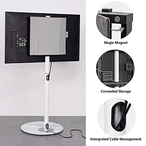 FITUEYES Design Swivel Corner Floor TV Stand For 32 37 43 50 55 60 65 Inch TV, Mid Century Modern White Corner TV Floor Stand With Marble Textured Glass Base & Concealed Storage, Master Series 6 FITUEYES Design Swivel Corner Floor TV Stand For 32 37 43 50 55 60 65 Inch TV, Mid Century Modern White Corner TV Floor Stand With Marble Textured Glass Base & Concealed Storage, Master Series - Image 6