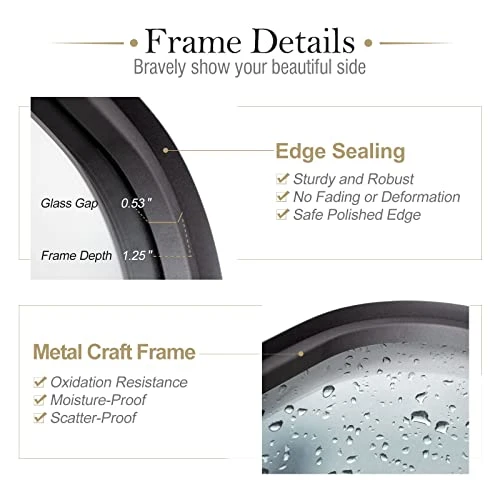 HOWOFURN Wall Mount Mirror, 24x36 Rectangular Bathroom Mirror, Wall Mirror For Bathroom, Stainless Steel Metal Frame, Gourd Hooks, Vertical & Horizontal Hang, Ideal For Bedroom, Bathroom, Living Room 2 HOWOFURN Wall Mount Mirror, 24x36 Rectangular Bathroom Mirror, Wall Mirror For Bathroom, Stainless Steel Metal Frame, Gourd Hooks, Vertical & Horizontal Hang, Ideal For Bedroom, Bathroom, Living Room - Image 2