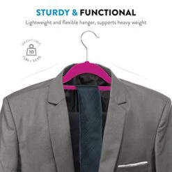 Zober Velvet Hangers 20 Pack - Clothes Hanger W/Tie Bar - Non-Slip, Swivel Hook, Slim Felt Hangers - Suits, Clothes, Pants, Coat Hanger - Pink -Songmics Furniture Shop 41gErQsETIL