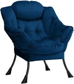 AbocoFur Modern Cotton Fabric Lazy Chair, Accent Contemporary Lounge Chair, Single Steel Frame Leisure Sofa Chair With Armrests And A Side Pocket, Thick Padded Back, Dark Atrovirens -Songmics Furniture Shop 41gMBiQHINL. AC
