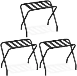 HOOBRO Luggage Rack, Pack Of 2, Metal Foldable Suitcase Stand For Guest Room, Holds Up To 100 Lb, 27 X 15.3 X 22 Inches, Steel Frame, Nylon Straps, Hotel, Bedroom, Closet, Black BK02XLP201 -Songmics Furniture Shop 41gMnUBanIL. AC