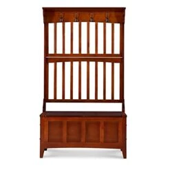 BOWERY HILL Contemporary Wood Hall Tree With Storage Bench In Walnut