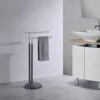 Kings Brand Furniture - Holland Metal Freestanding Towel Rack Stand, Gray/Chrome