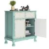 BELLEZE Rustic 32 Inch Wood Entryway Sideboard Cabinet, Antique Farmhouse Vintage Traditional Accent Storage Chest, Two Tone Living Room Decor - Abbey (Sea Foam Green)