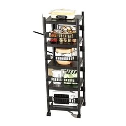 Microwave Oven Rack Kitchen Crevice Storage Rack, Floor To Floor, Multi-layer Multifunctional Pot Storage Rack, Microwave Oven Rack, Household Storage Rack Kitchen Storage Rack ( Color : Brass , Size