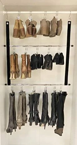 Deluxe 12-Pair Hanging Boot Storage - Double Decker Caddy Includes 12 Boot Hangers (Boot Organizer, Boot Hanger, Boot Storage System) (Original System With 12 Boot Hangers) -Songmics Furniture Shop 41gS59ZbaDL