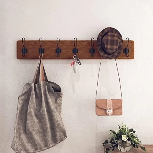 Rustic Coat Rack With 5 Hooks – Rustic Brown Wall Mounted 24" Coat Rack - Solid Pine Wood Entryway Hanger For Hanging Clothes, Hats, Purse, Keys - Vintage Farmhouse Coat Rack For Kitchen, Bedroom 11 Rustic Coat Rack With 5 Hooks – Rustic Brown Wall Mounted 24" Coat Rack - Solid Pine Wood Entryway Hanger For Hanging Clothes, Hats, Purse, Keys - Vintage Farmhouse Coat Rack For Kitchen, Bedroom - Image 11