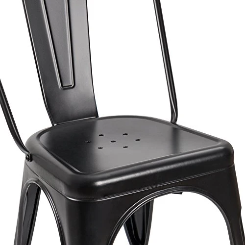 JUMMICO Metal Dining Chair Stackable Indoor-Outdoor Industrial Vintage Chairs Bistro Kitchen Cafe Side Chairs With Back Set Of 4 (Black) 4 JUMMICO Metal Dining Chair Stackable Indoor-Outdoor Industrial Vintage Chairs Bistro Kitchen Cafe Side Chairs With Back Set Of 4 (Black) - Image 4