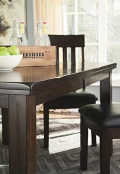 Signature Design By Ashley Haddigan Traditional Rectangular Dining Extension Table, Seats Up To 8, Dark Brown -Songmics Furniture Shop 41gjGmduQPL