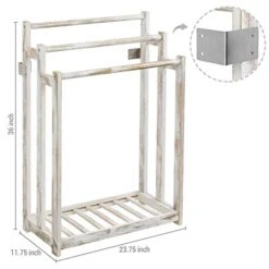 MyGift Shabby Whitewashed Wood Freestanding 3 Bar Towel Rack Holder With Bottom Storage Shelf, Laundry And Bathroom Towel Drying Rack -Songmics Furniture Shop 41gjday7SmL