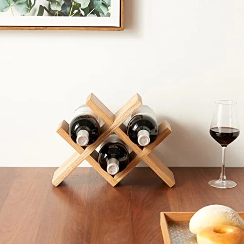 TRWISWDC Wine Rack Countertop Oak Wooden Wine Bottle Holder Rustic Free Standing Wine Storage Racks For Tabletop, Hutches And Display Cabinets - No Assembly Required (Natural) 5 TRWISWDC Wine Rack Countertop Oak Wooden Wine Bottle Holder Rustic Free Standing Wine Storage Racks For Tabletop, Hutches And Display Cabinets - No Assembly Required (Natural) - Image 5