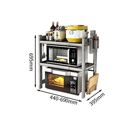 LUCBEI Microwave Oven Rack Scalable Kitchen Microwave Storage Rack, Double-Layer Countertop Oven, Electrical Storage Rack, Multifunctional Household Rack Kitchen Storage Rack 2 LUCBEI Microwave Oven Rack Scalable Kitchen Microwave Storage Rack, Double-Layer Countertop Oven, Electrical Storage Rack, Multifunctional Household Rack Kitchen Storage Rack - Image 2