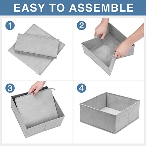 Drawer Organizer For Clothing, 12 Pack Sock Underwear Drawer Organizer Bins, Foldable Fabric Closet Organizers And Storage Dresser Drawer Dividers For Baby Clothes, Bra, Scarves, Belt, Tie (Grey) 2 Drawer Organizer For Clothing, 12 Pack Sock Underwear Drawer Organizer Bins, Foldable Fabric Closet Organizers And Storage Dresser Drawer Dividers For Baby Clothes, Bra, Scarves, Belt, Tie (Grey) - Image 2