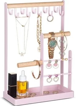 ProCase Jewelry Organizer Stand Holder, 4-Tier Tower Rack With Earring Tray And Holes, 10 Hooks Necklaces Hanging Storage Tree Display For Bracelets Watches Earrings Rings -Black 13 ProCase Jewelry Organizer Stand Holder, 4-Tier Tower Rack With Earring Tray And Holes, 10 Hooks Necklaces Hanging Storage Tree Display For Bracelets Watches Earrings Rings -Black -Songmics Furniture Shop 41grocFX6wL. AC